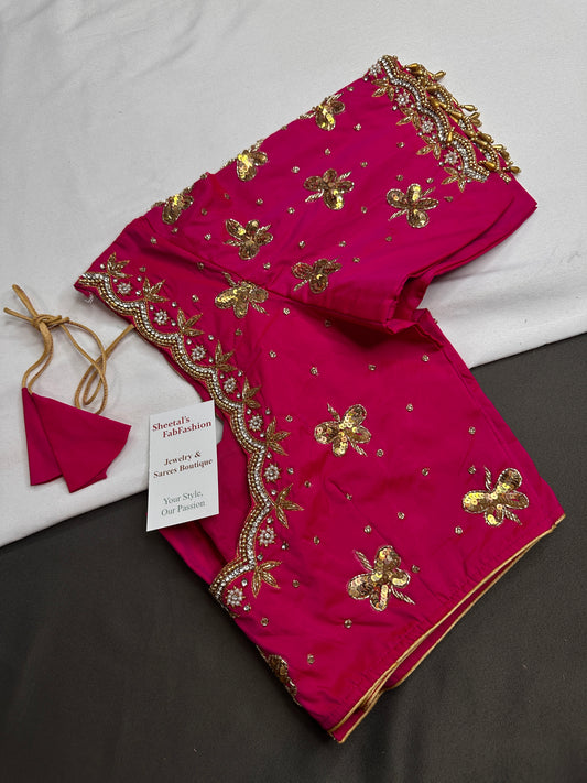 Pink Butterfly Maggam Aari Work Blouse - 