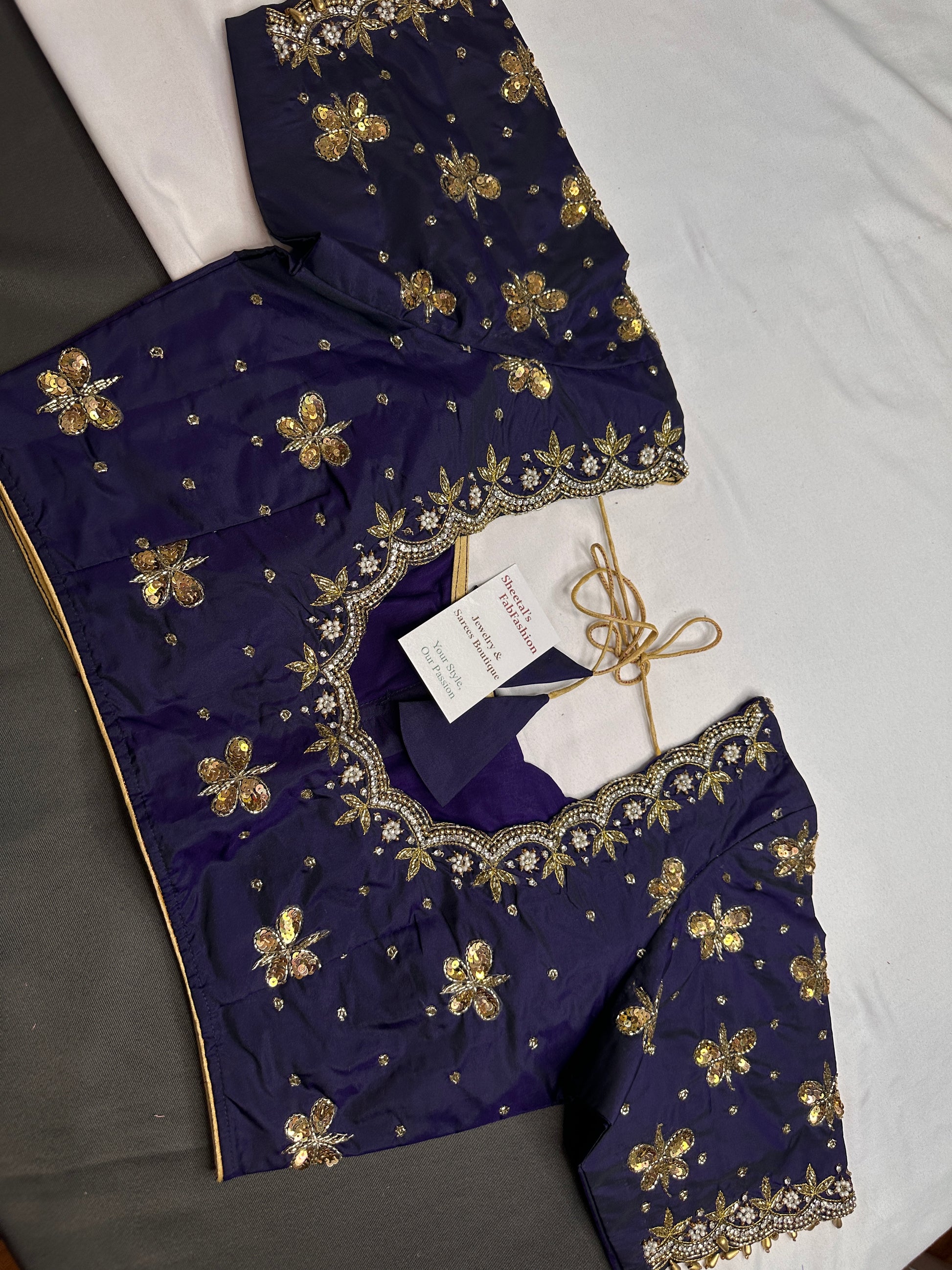 Purple Butterfly Maggam Aari Work Blouse - 
