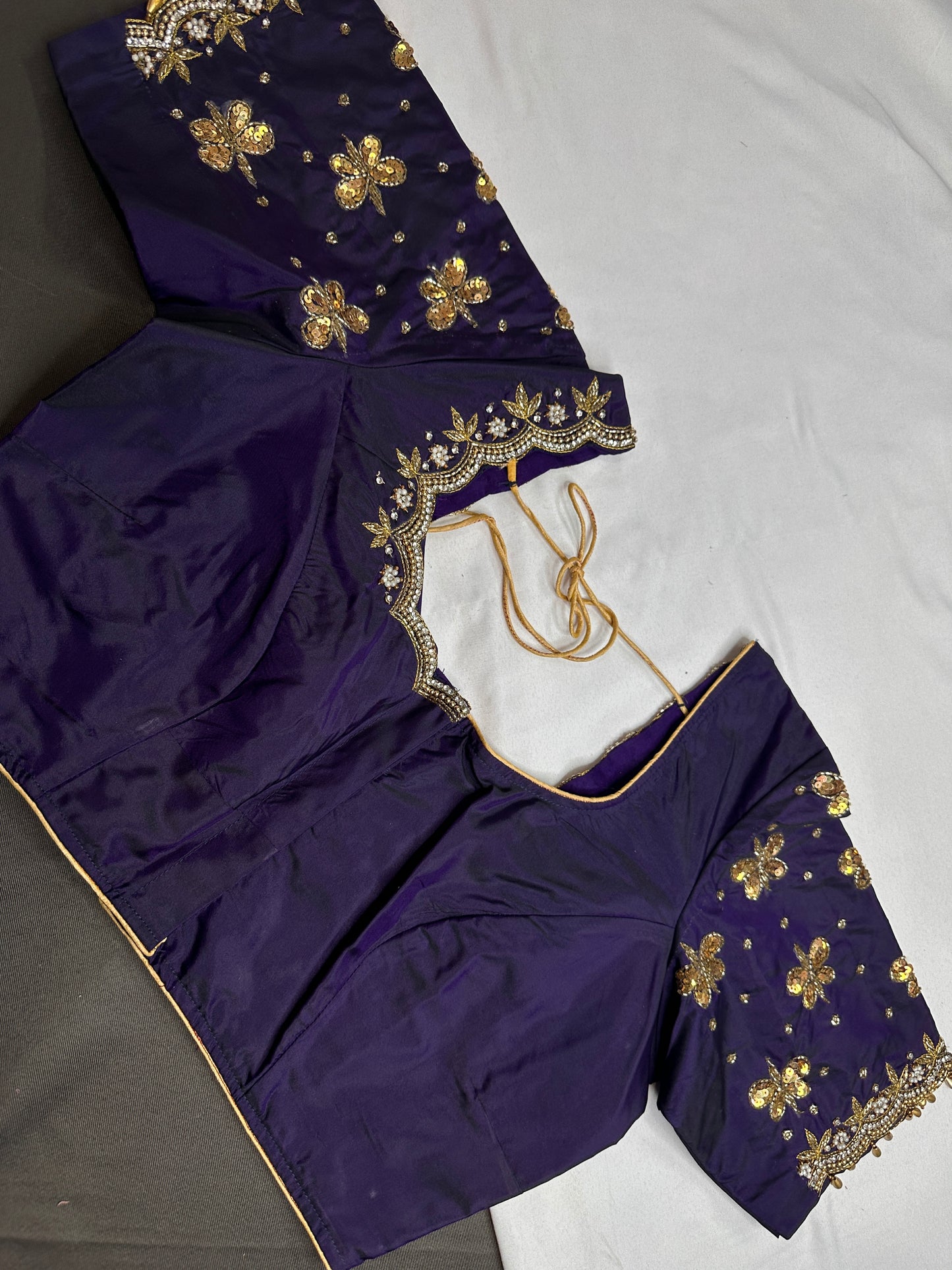 Purple Butterfly Maggam Aari Work Blouse - 