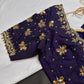 Purple Butterfly Maggam Aari Work Blouse - 