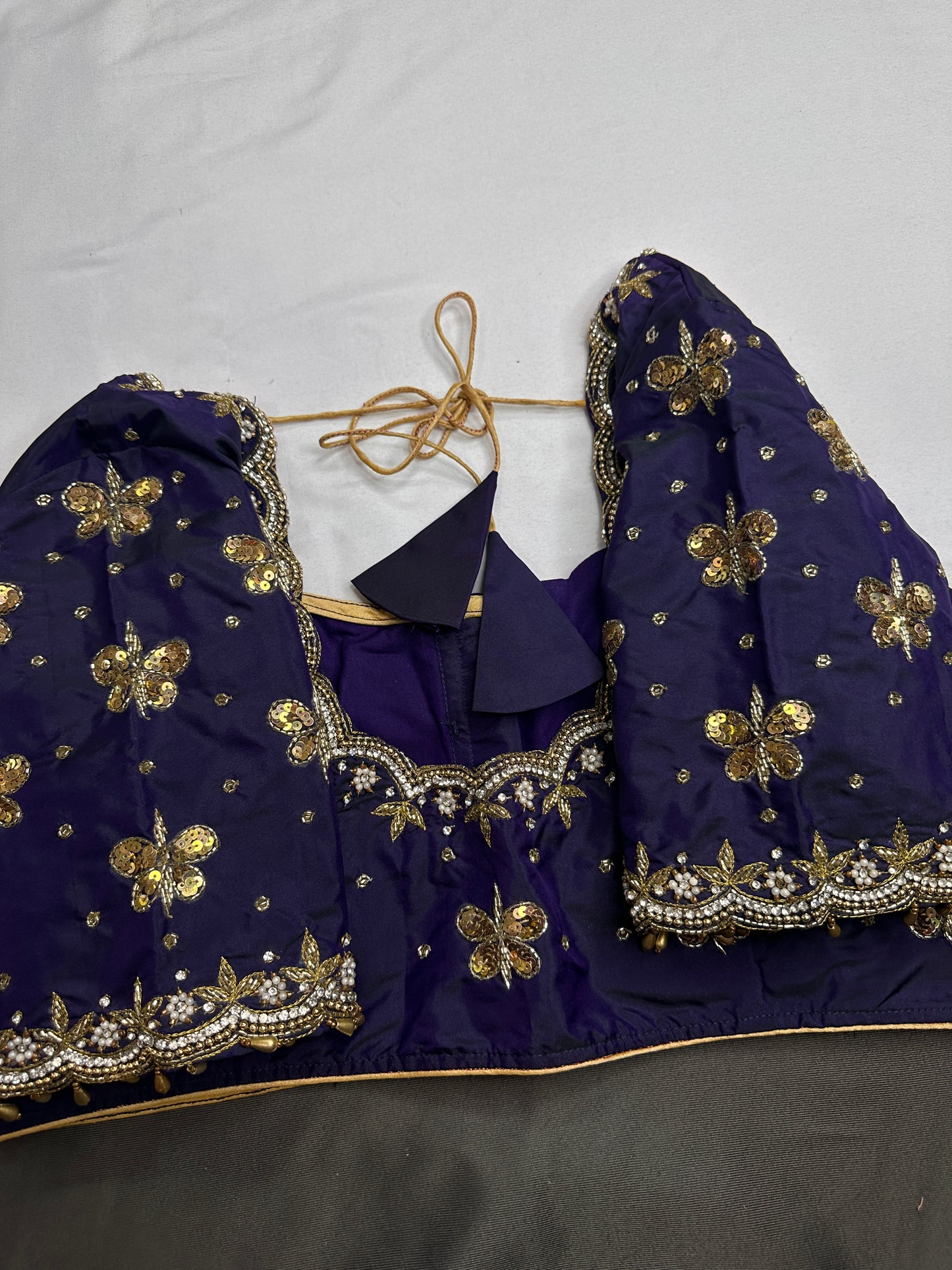 Purple Butterfly Maggam Aari Work Blouse - 