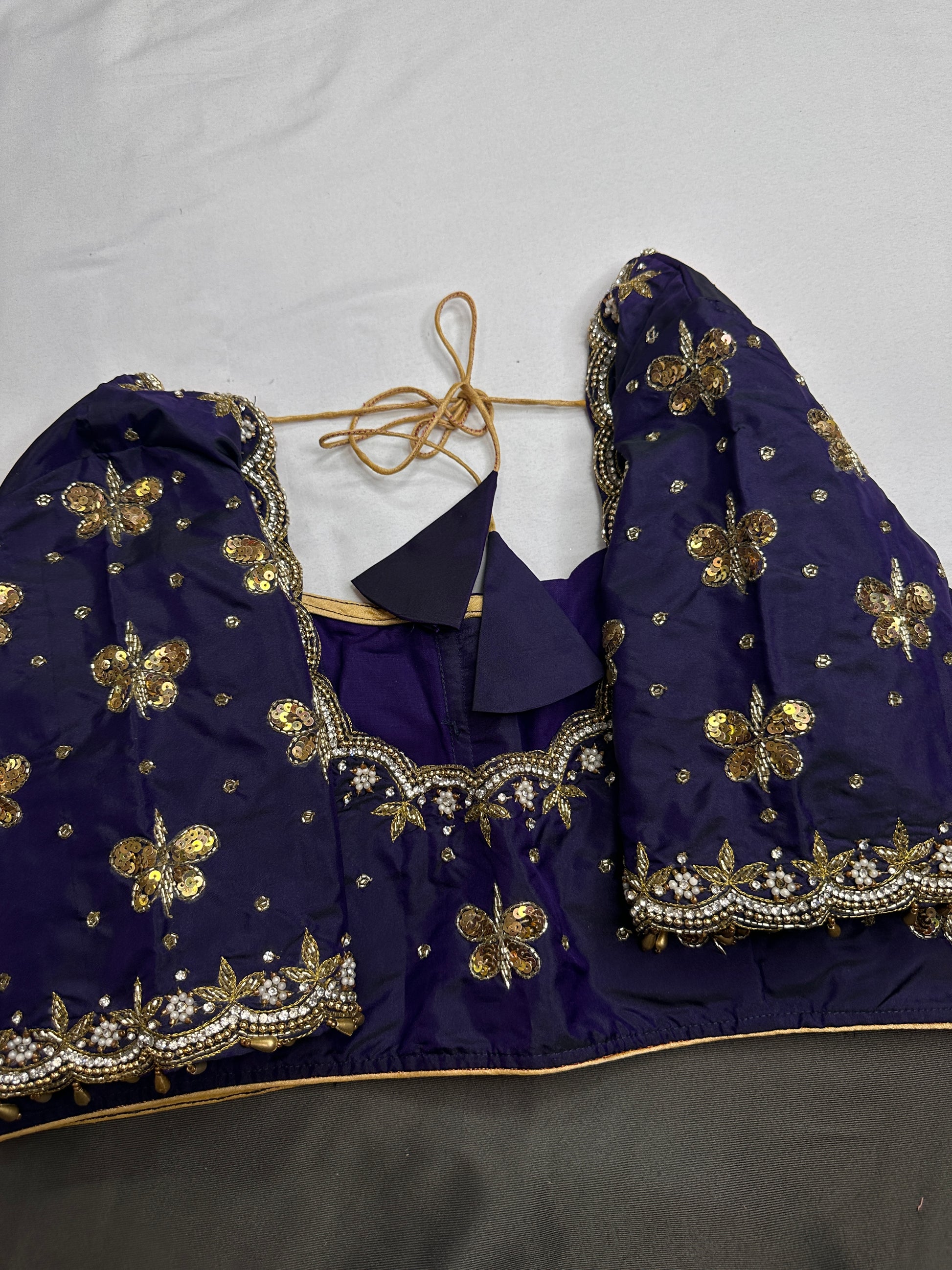 Purple Butterfly Maggam Aari Work Blouse - 