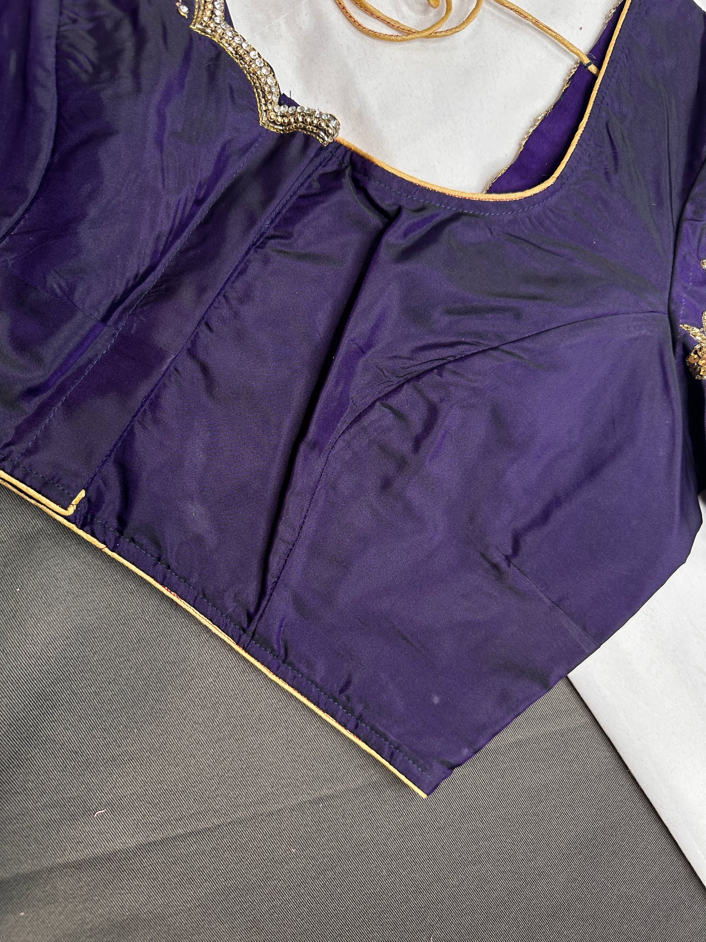 Purple Butterfly Maggam Aari Work Blouse - 