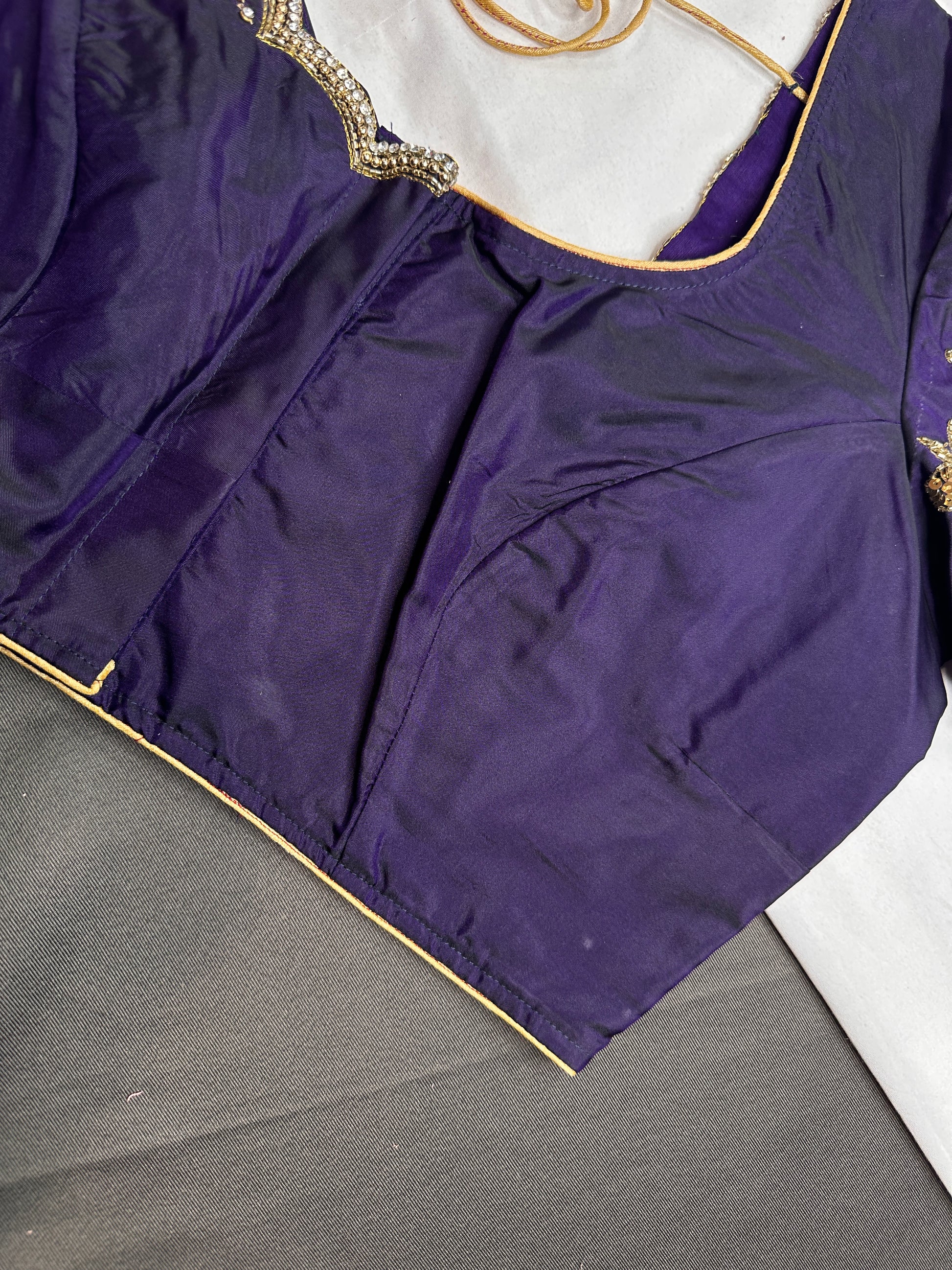 Purple Butterfly Maggam Aari Work Blouse - 