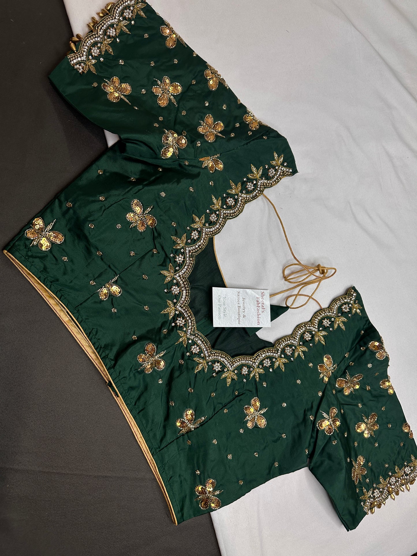 Green Butterfly Maggam Aari Work Blouse - 