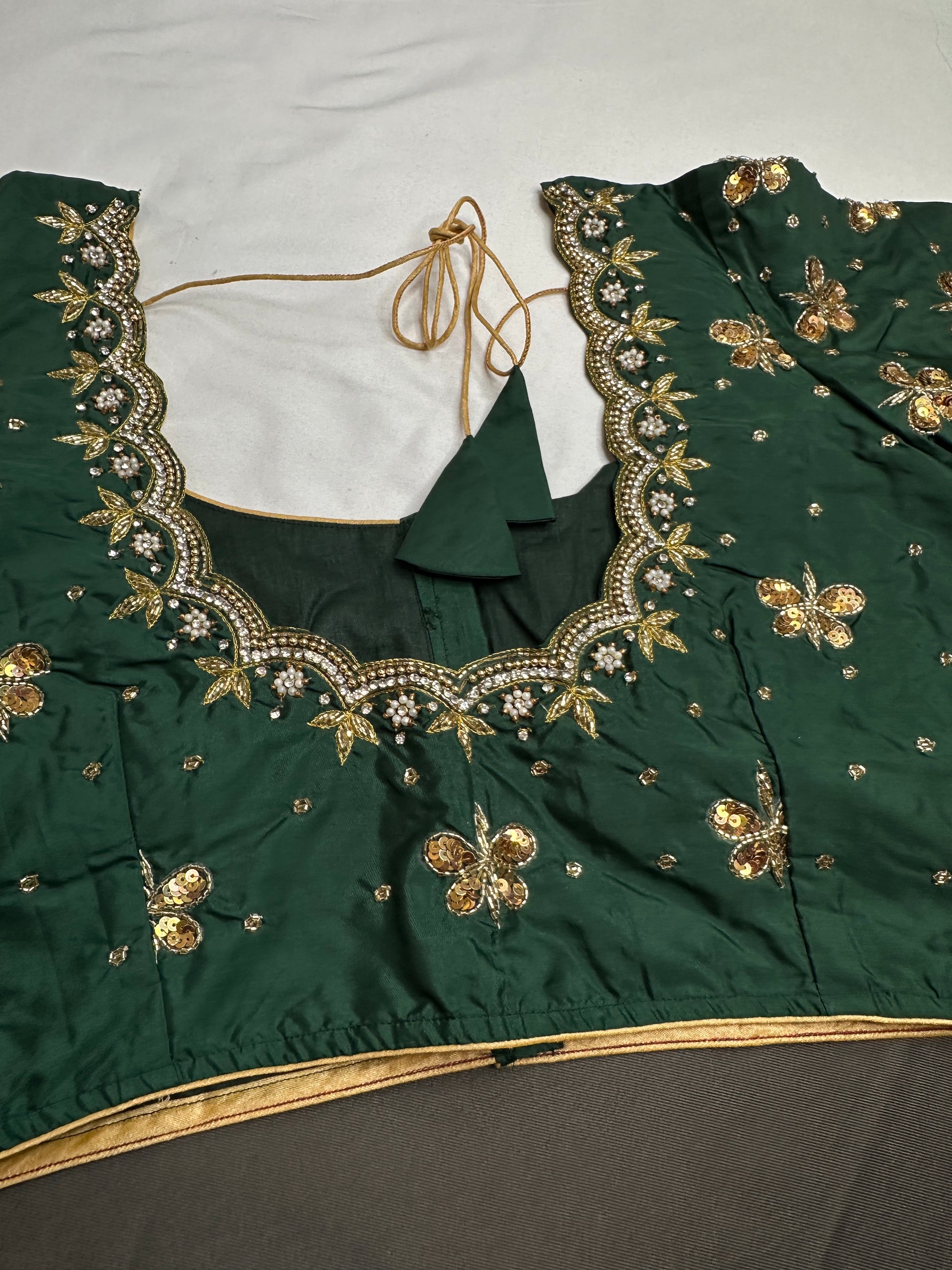 Green Butterfly Maggam Aari Work Blouse - 