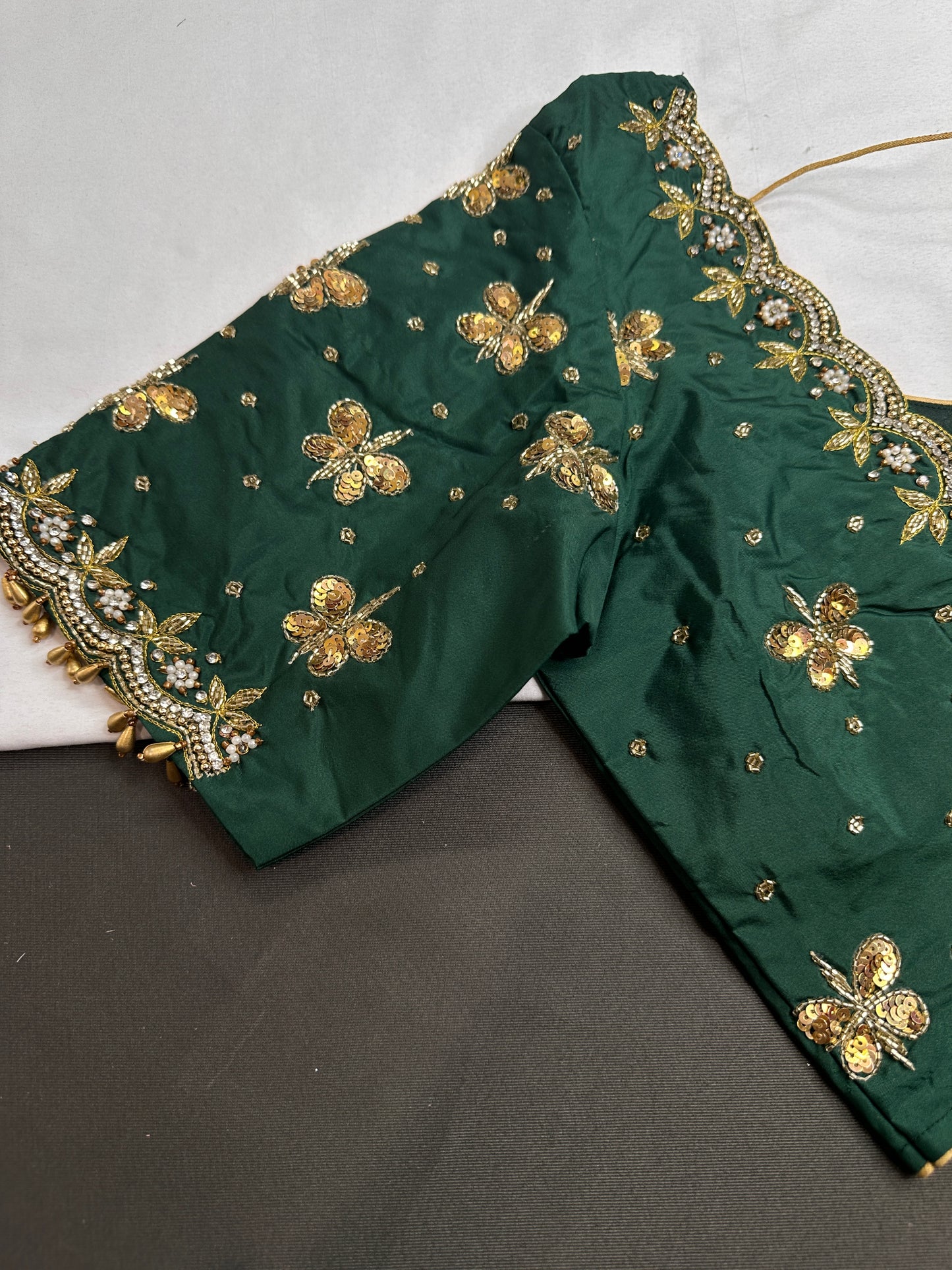Green Butterfly Maggam Aari Work Blouse - 