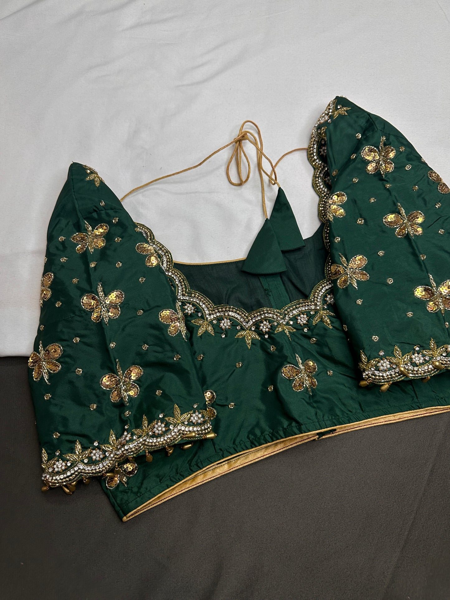 Green Butterfly Maggam Aari Work Blouse - 