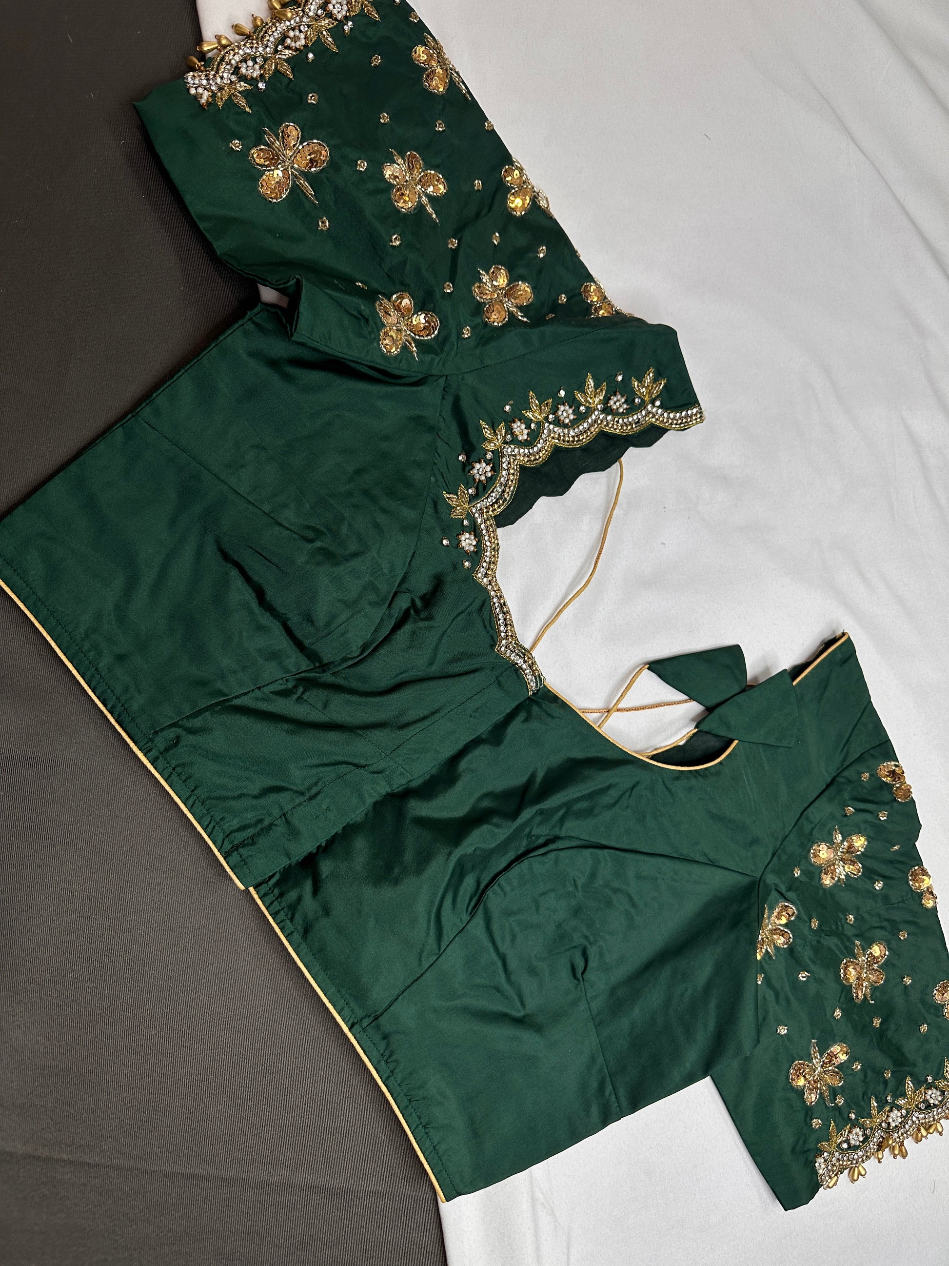 Green Butterfly Maggam Aari Work Blouse - 
