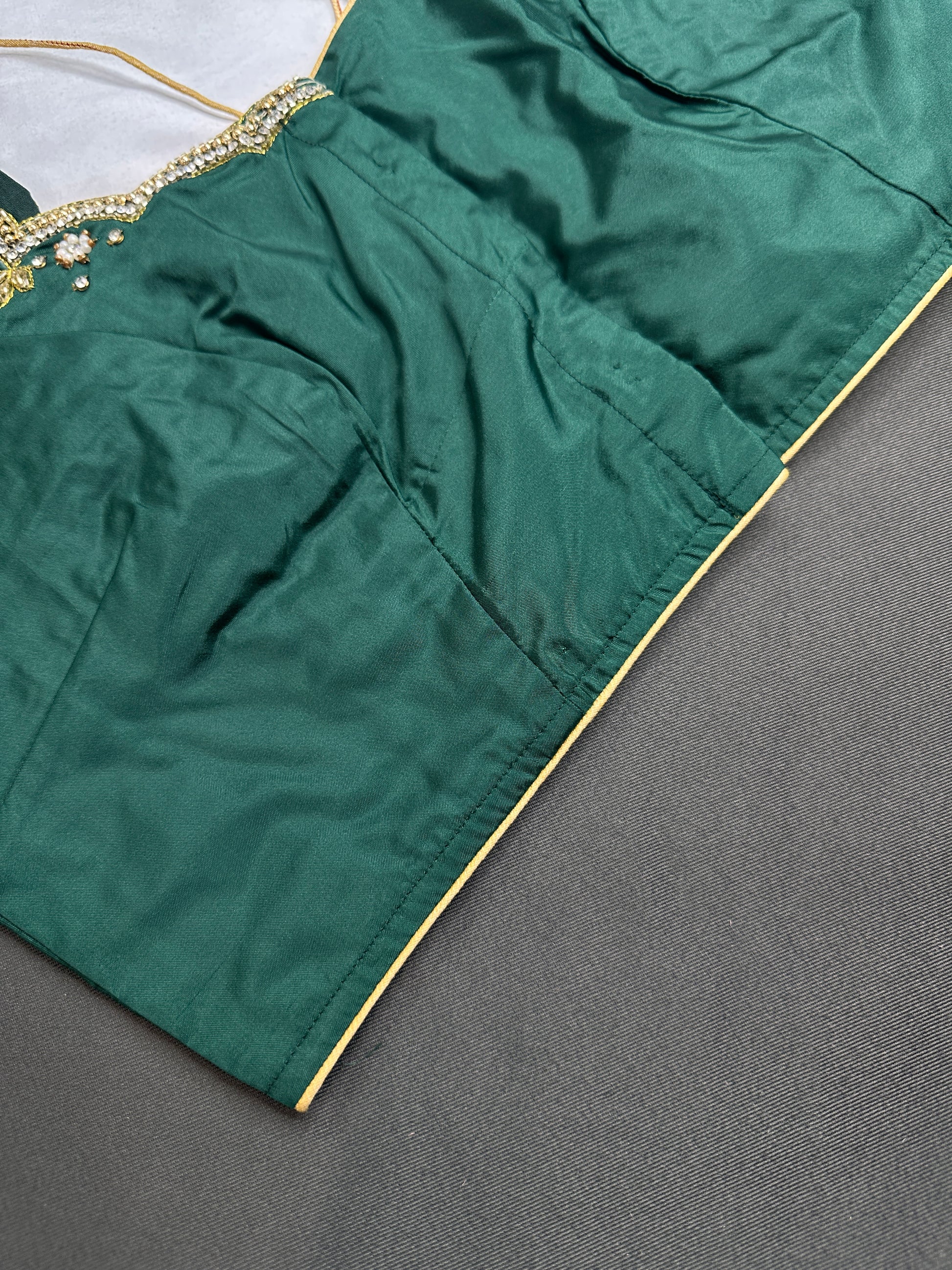 Green Butterfly Maggam Aari Work Blouse - 
