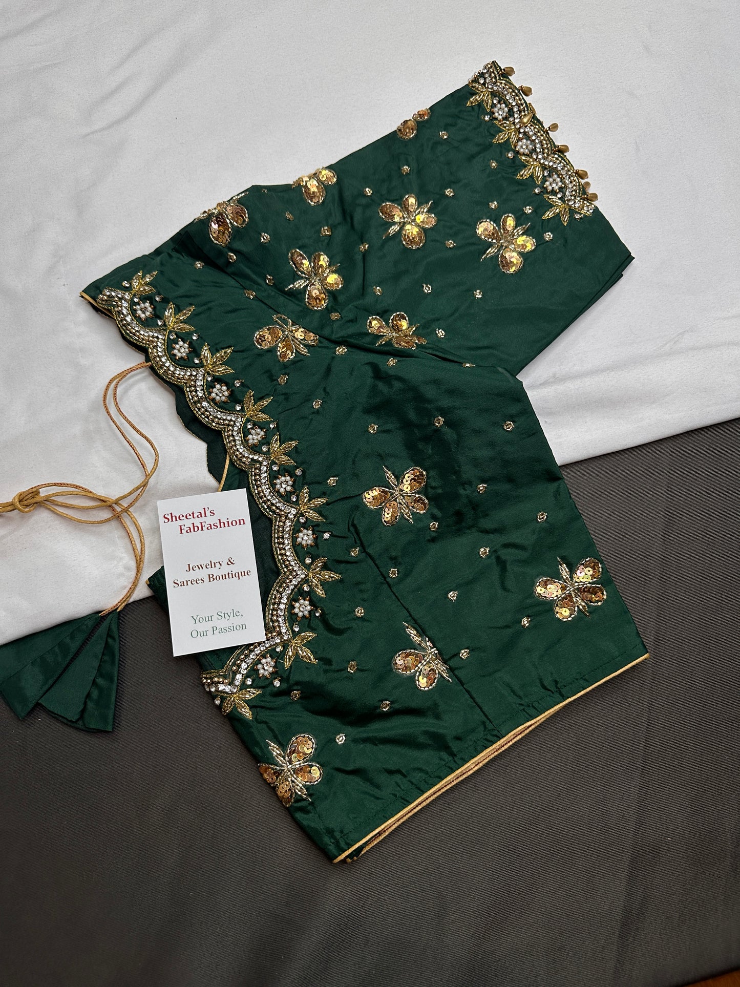 Green Butterfly Maggam Aari Work Blouse - 