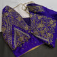 Purple Pattu Silk Maggam Aari Blouse - 
