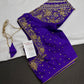 Purple Pattu Silk Maggam Aari Blouse - 