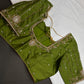 Green Silk Maggam Aari Blouse - 