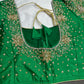 Green Silk Maggam Aari Blouse - 
