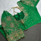 Green Silk Maggam Aari Blouse - 
