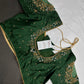 Green Net Silk Maggam Aari Blouse - 