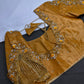 Tissue Silk Golden Yellow Maggam Pearl Net Blouse - 