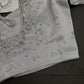 Silver Silk Maggam Aari Pearl Work Blouse - 