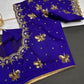 Blue Butterfly Maggam Aari Work Blouse - 