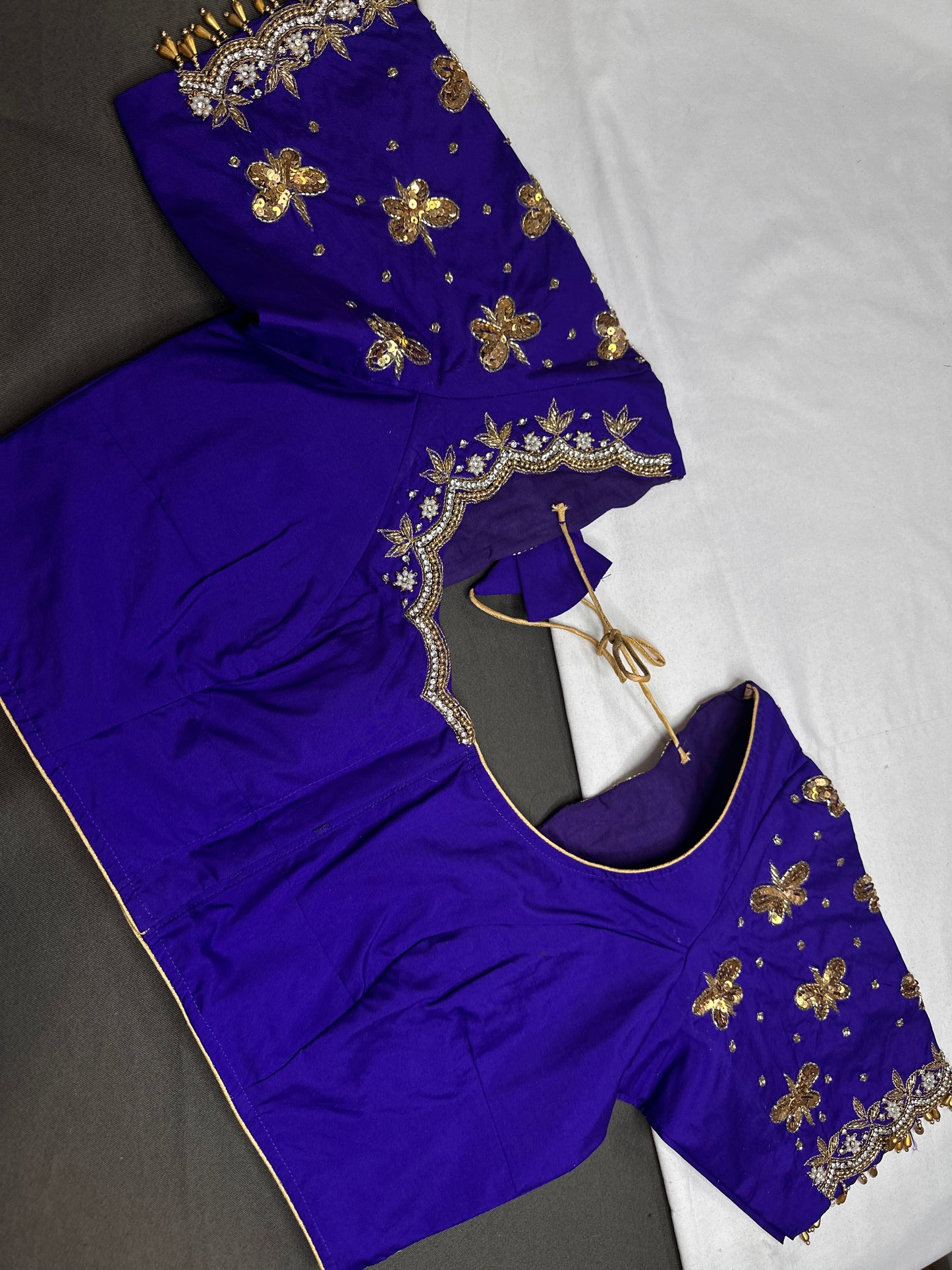 Blue Butterfly Maggam Aari Work Blouse - 