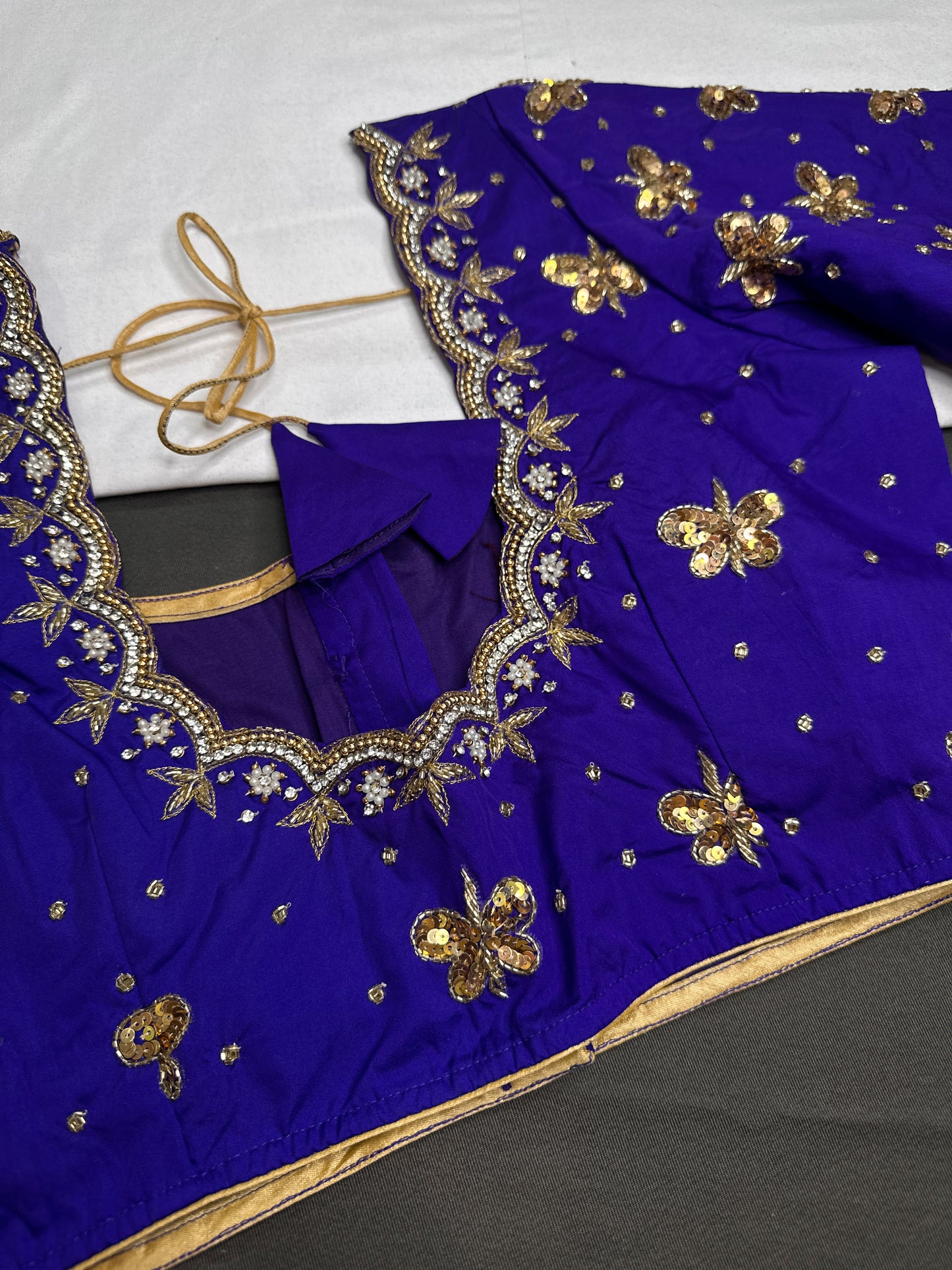 Blue Butterfly Maggam Aari Work Blouse - 
