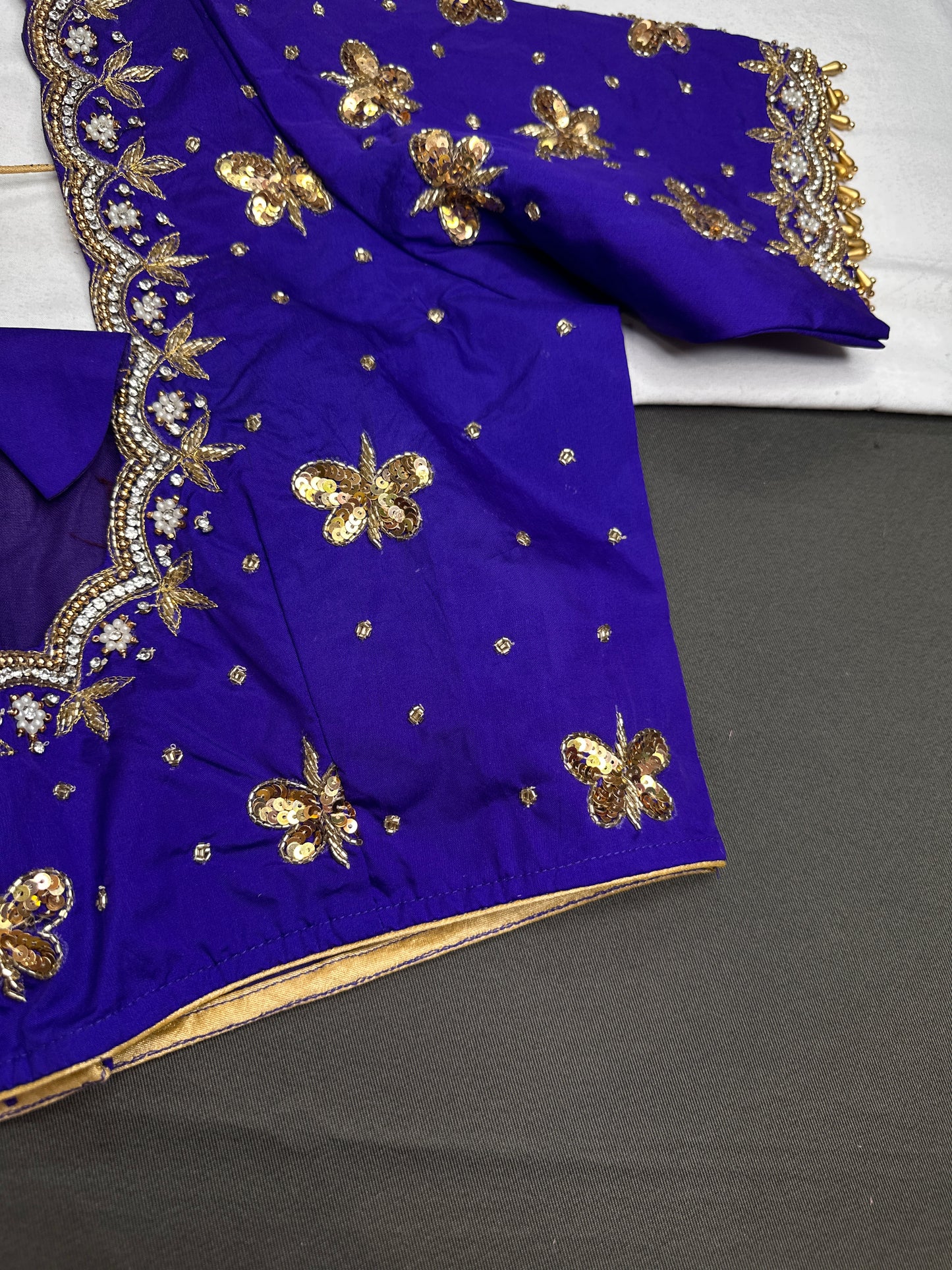 Blue Butterfly Maggam Aari Work Blouse - 