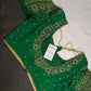 Green Pattu Silk Maggam Aari Blouse - 