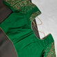 Green Pattu Silk Maggam Aari Blouse - 