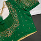 Green Pattu Silk Maggam Aari Blouse - 