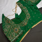 Green Pattu Silk Maggam Aari Blouse - 