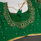 Green Pattu Silk Maggam Aari Blouse - 