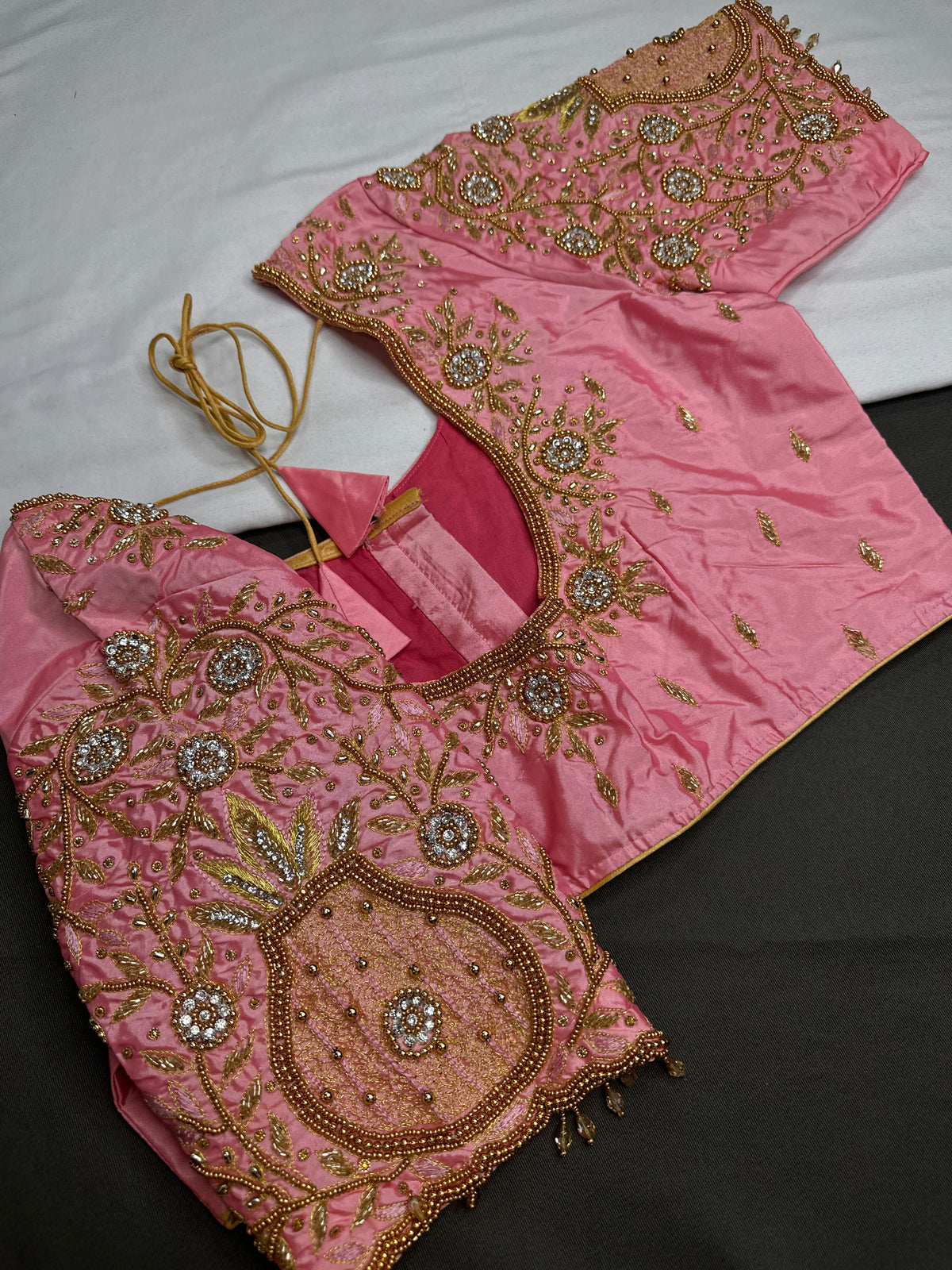 Pink Pattu Silk Maggam Aari Blouse - 