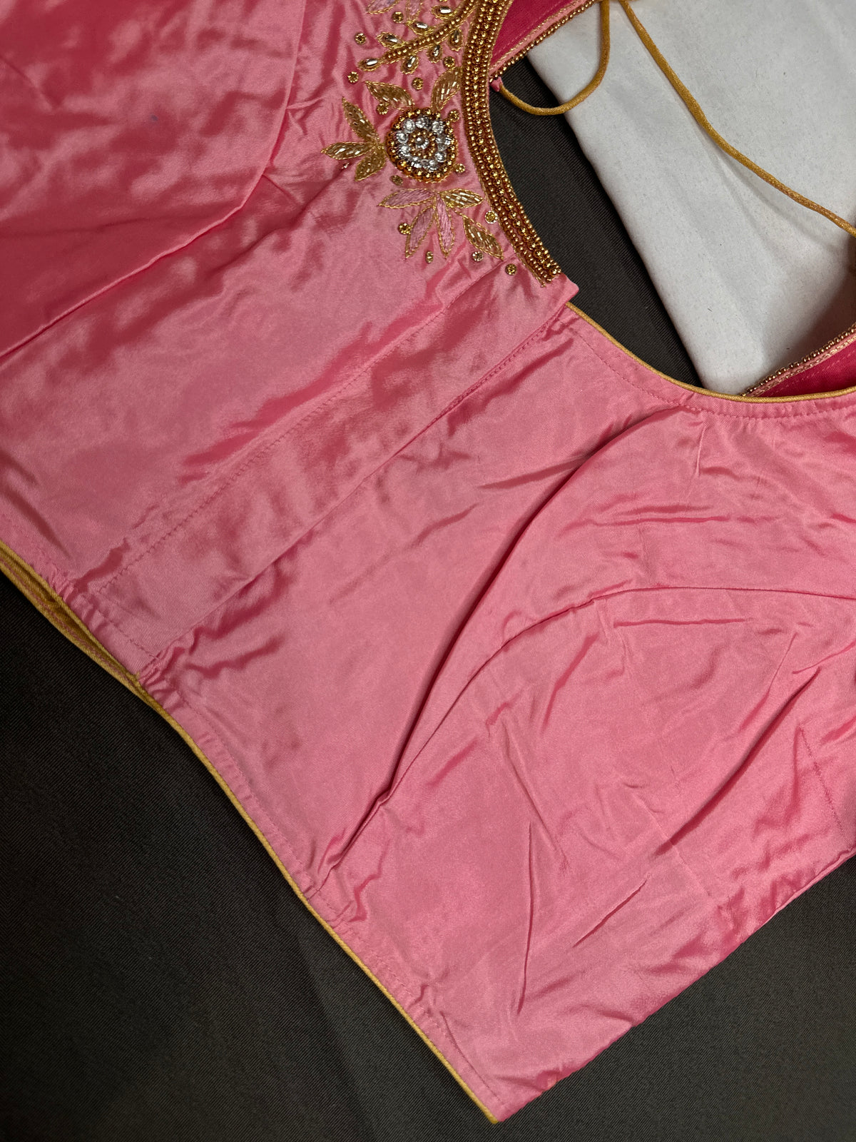 Pink Pattu Silk Maggam Aari Blouse - 