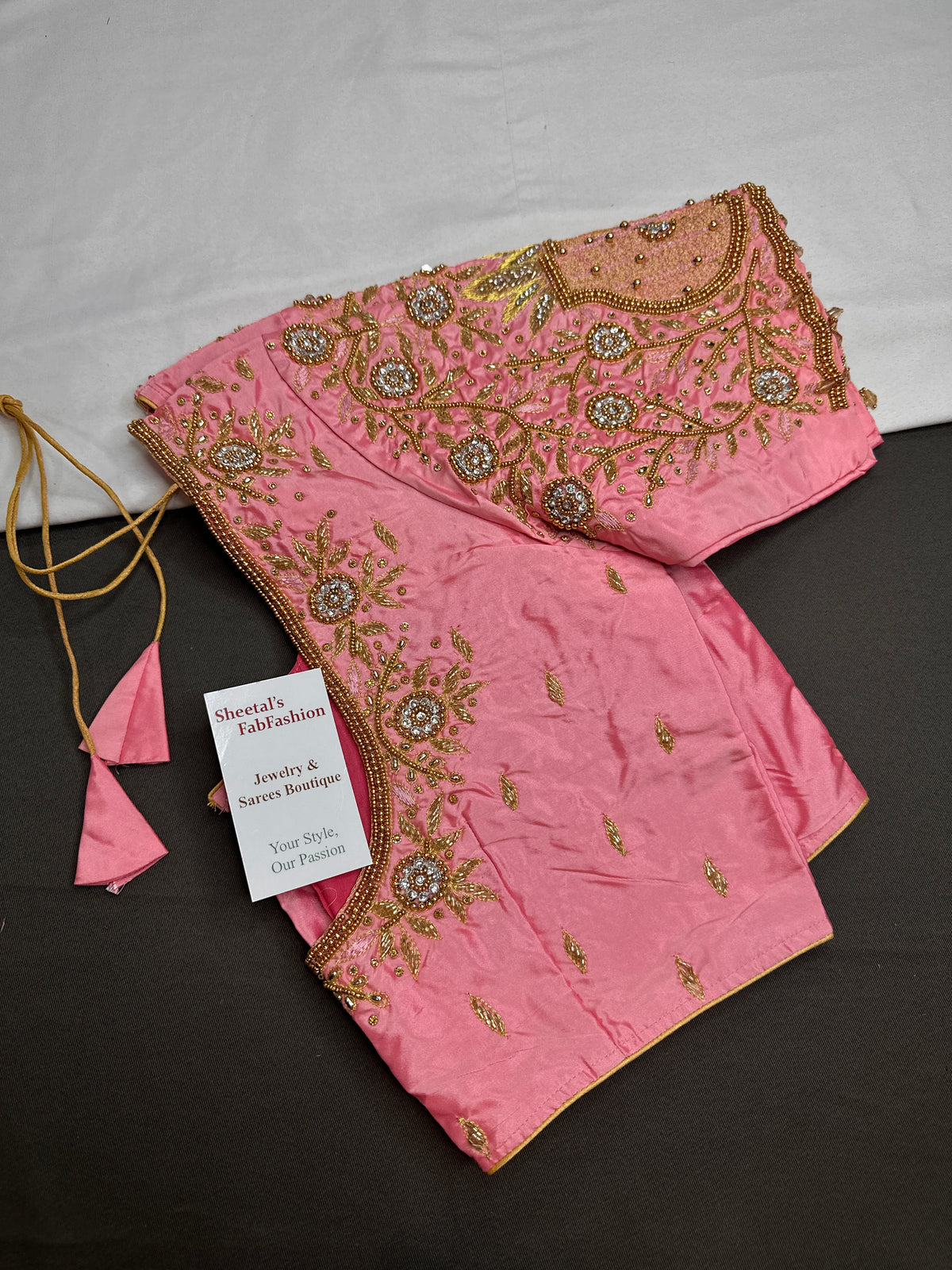 Pink Pattu Silk Maggam Aari Blouse - 