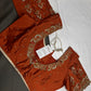 Rust Brown Pattu Silk Maggam Aari Blouse - 