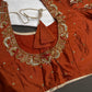 Rust Brown Pattu Silk Maggam Aari Blouse - 