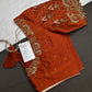 Rust Brown Pattu Silk Maggam Aari Blouse - 