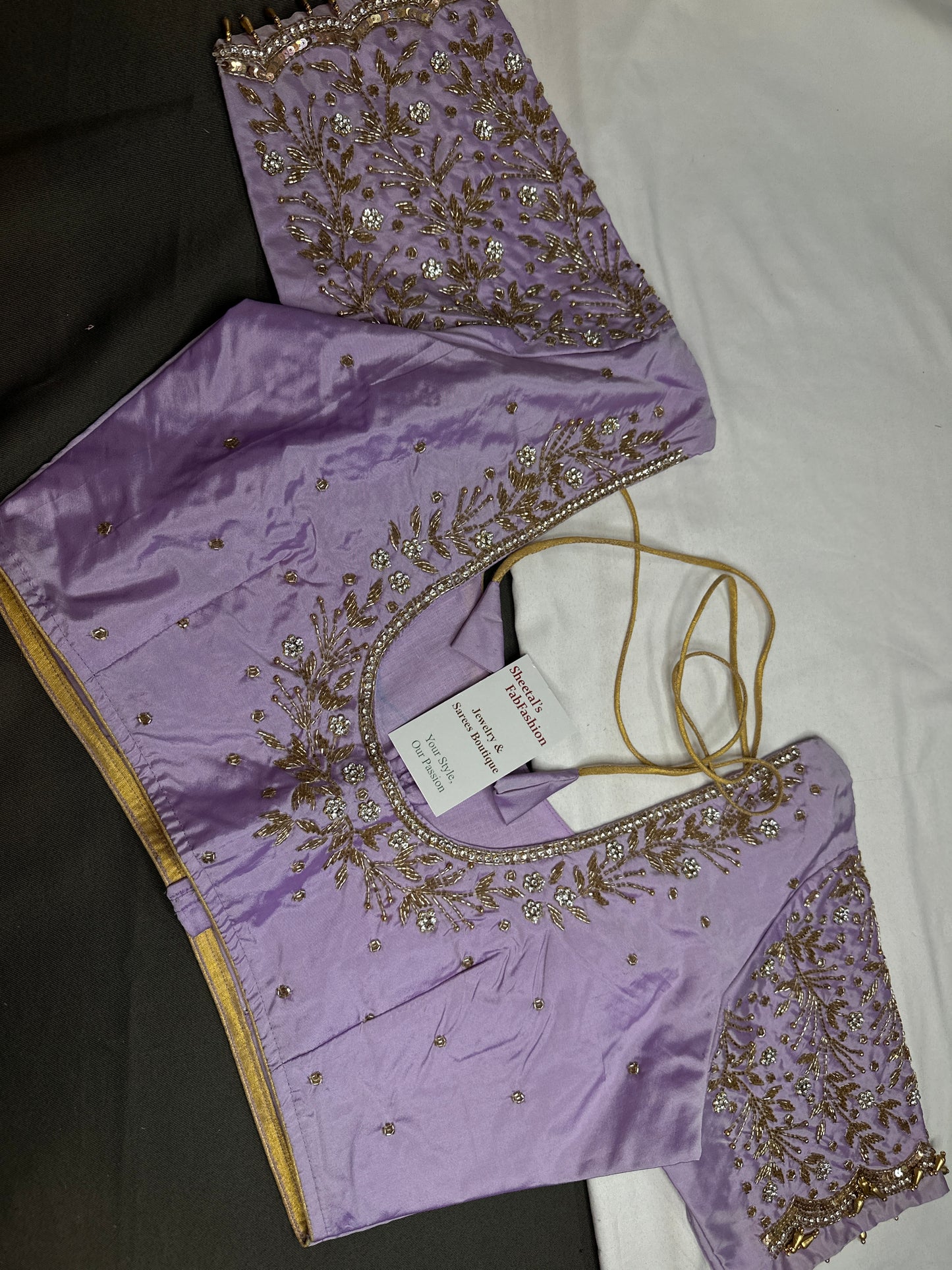 Lavender  Silk Maggam Aari Work Blouse - 
