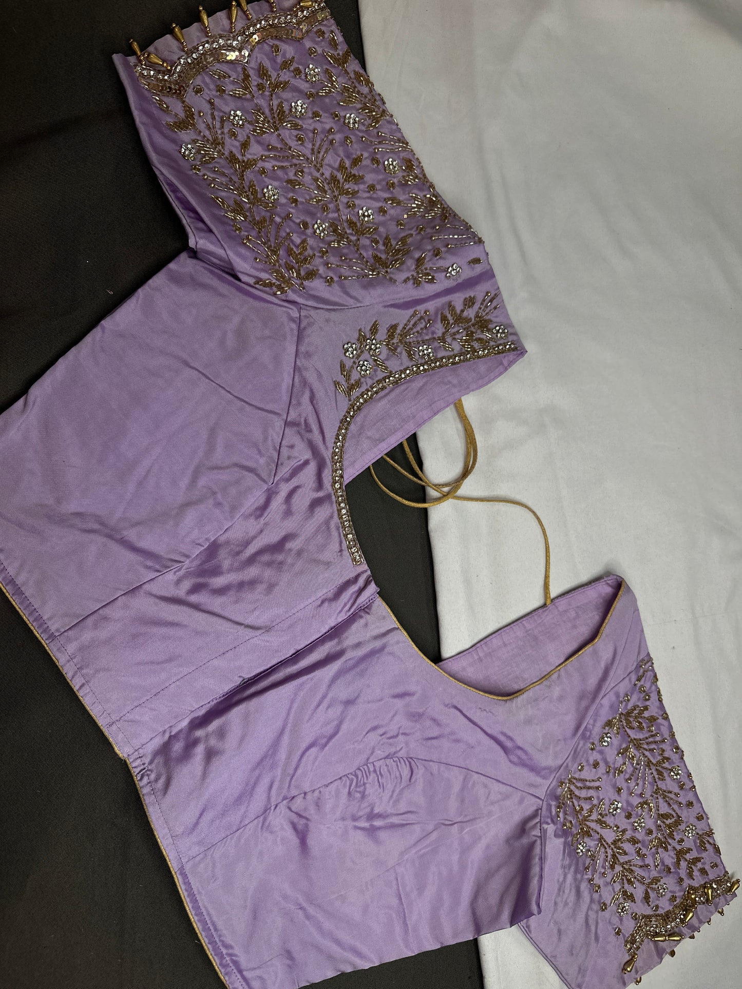 Lavender  Silk Maggam Aari Work Blouse - 