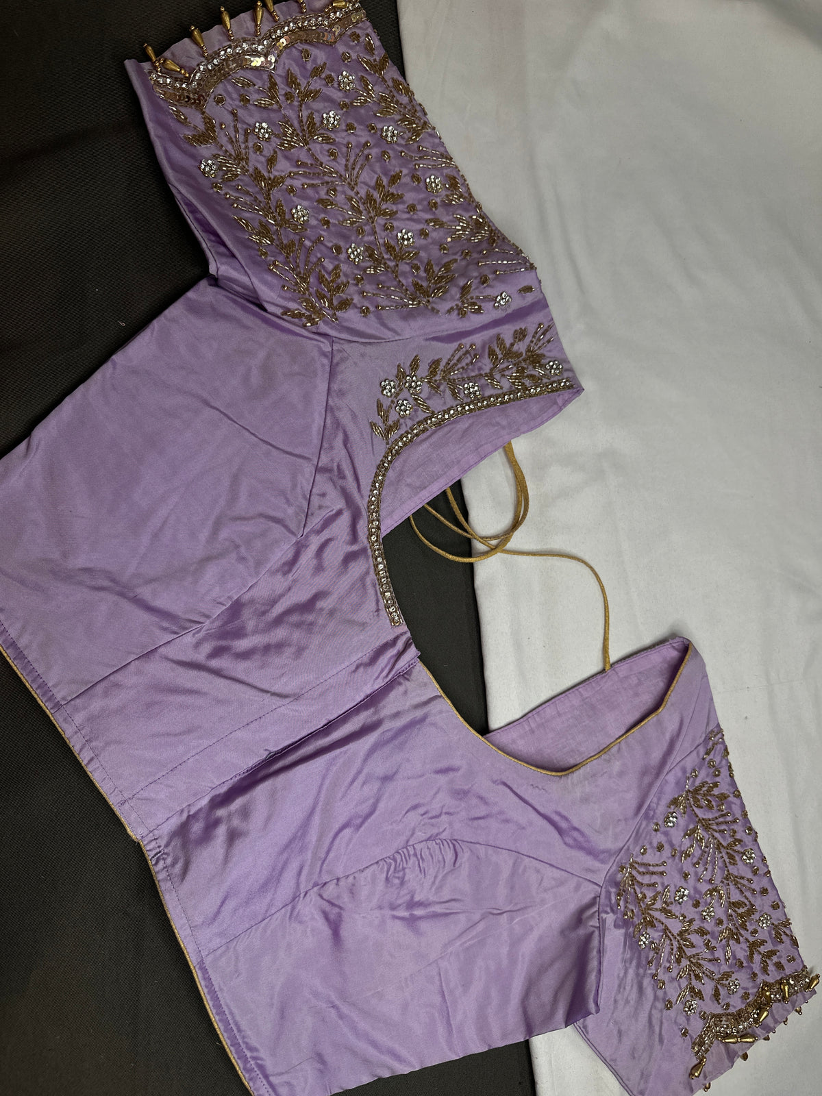 Lavender  Silk Maggam Aari Work Blouse - 