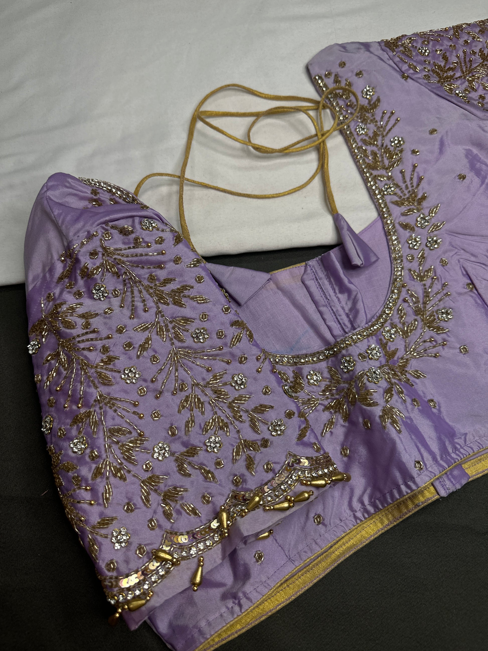 Lavender  Silk Maggam Aari Work Blouse - 