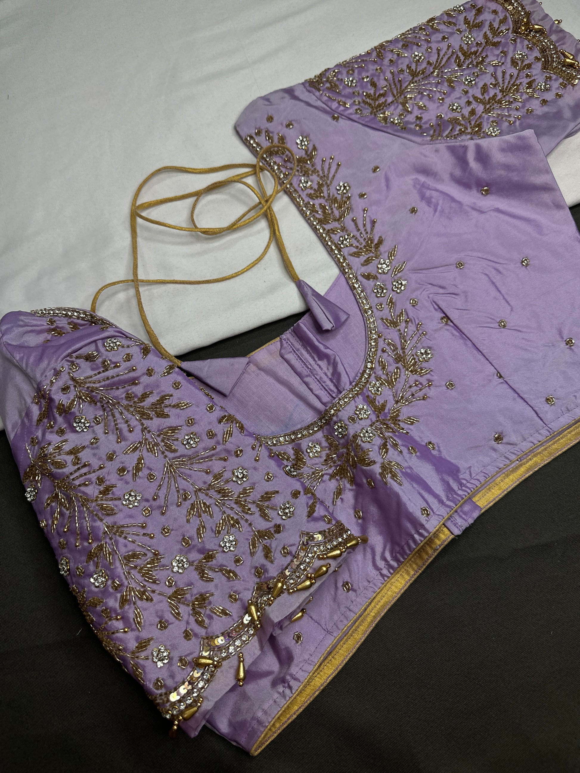 Lavender  Silk Maggam Aari Work Blouse - 