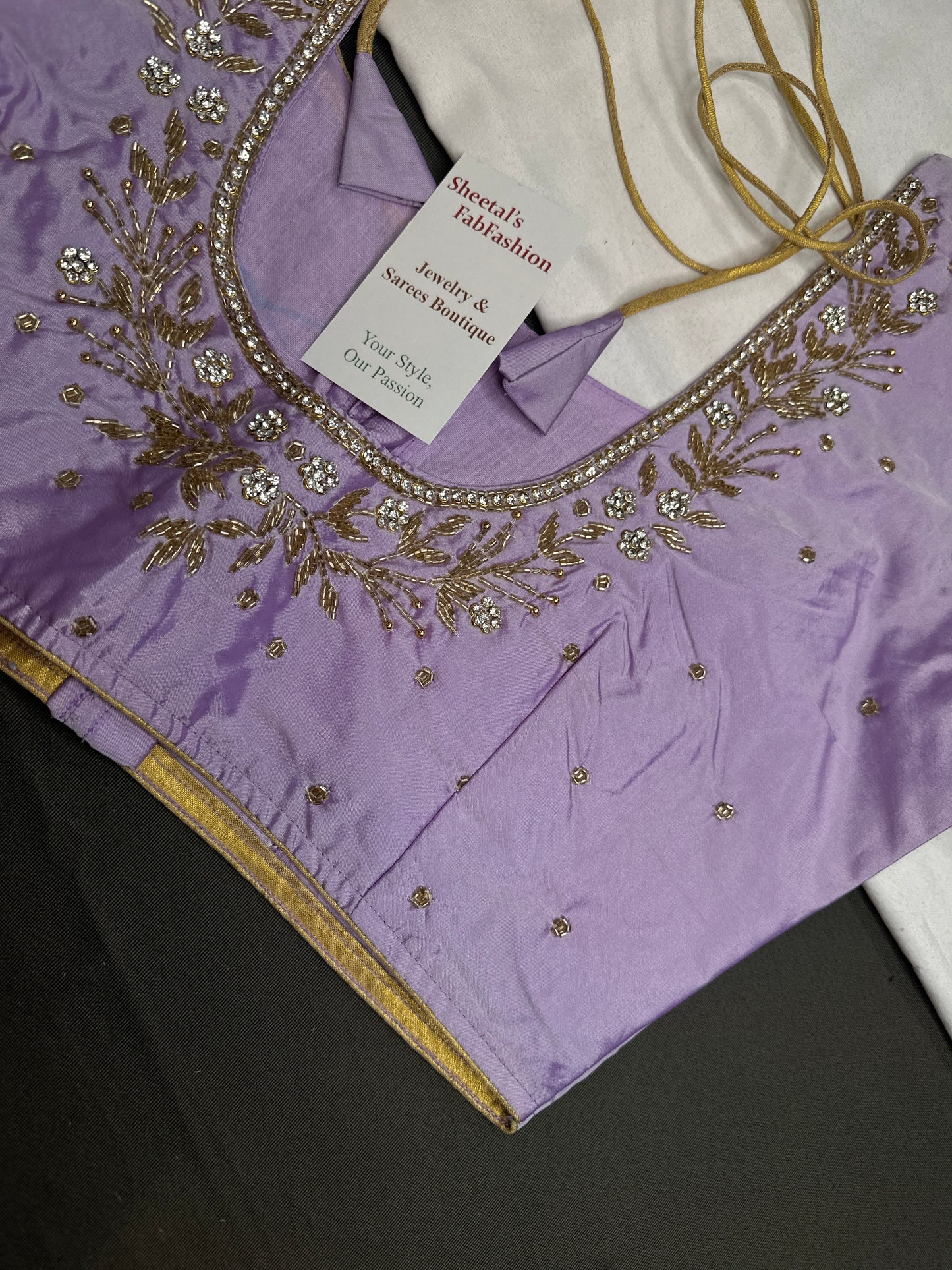 Lavender  Silk Maggam Aari Work Blouse - 