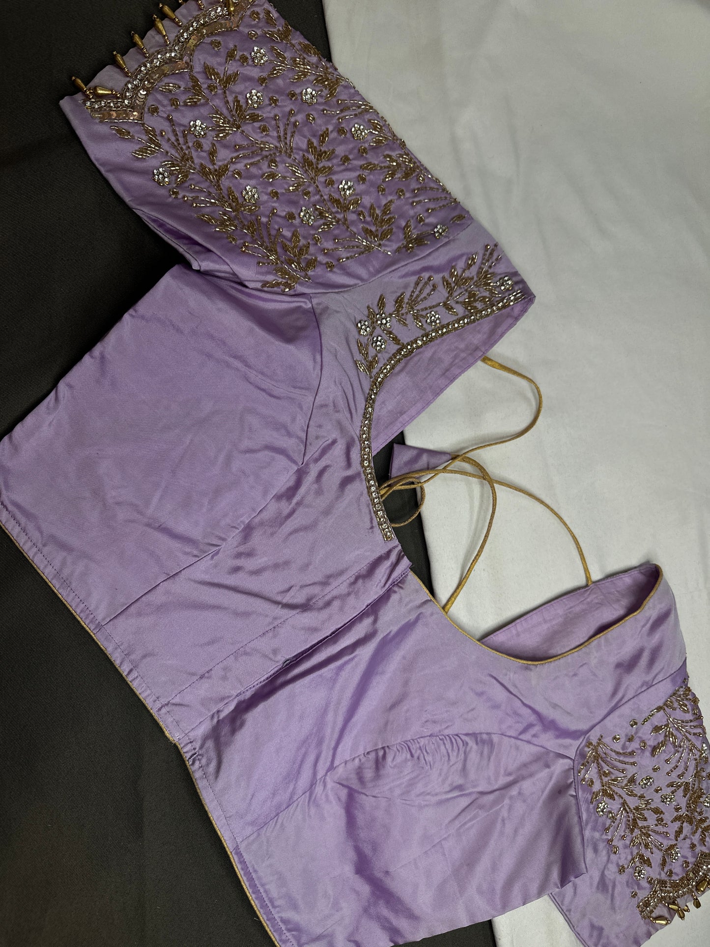 Lavender  Silk Maggam Aari Work Blouse - 