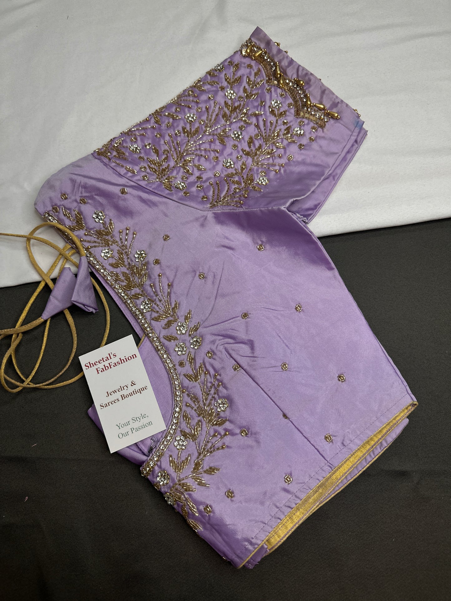 Lavender  Silk Maggam Aari Work Blouse - 