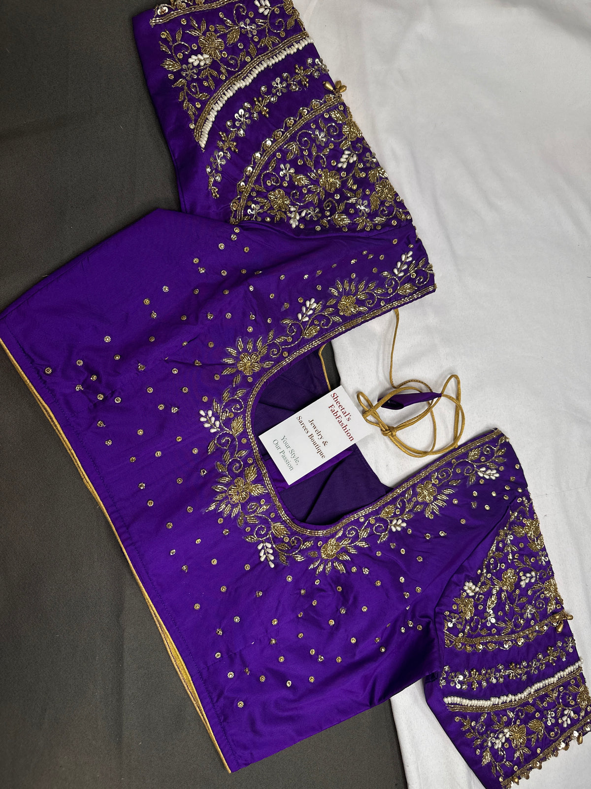 Purple Silk Maggam Aari Work Blouse - 