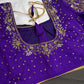 Purple Silk Maggam Aari Work Blouse - 