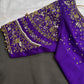 Purple Silk Maggam Aari Work Blouse - 