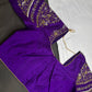 Purple Silk Maggam Aari Work Blouse - 